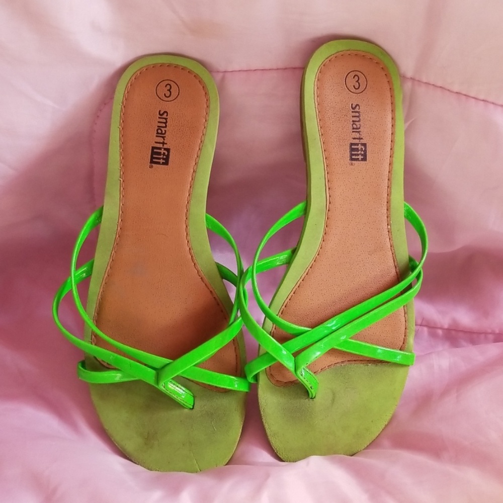 Girls green flip flops
